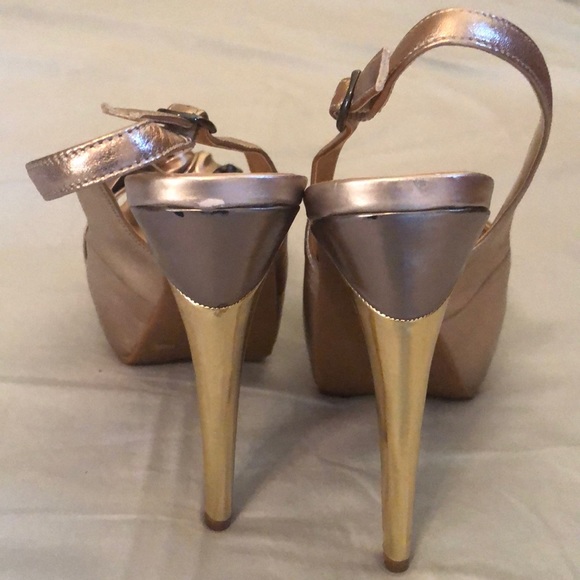 Metallic Champagne Slingback Pumps - Picture 6 of 6